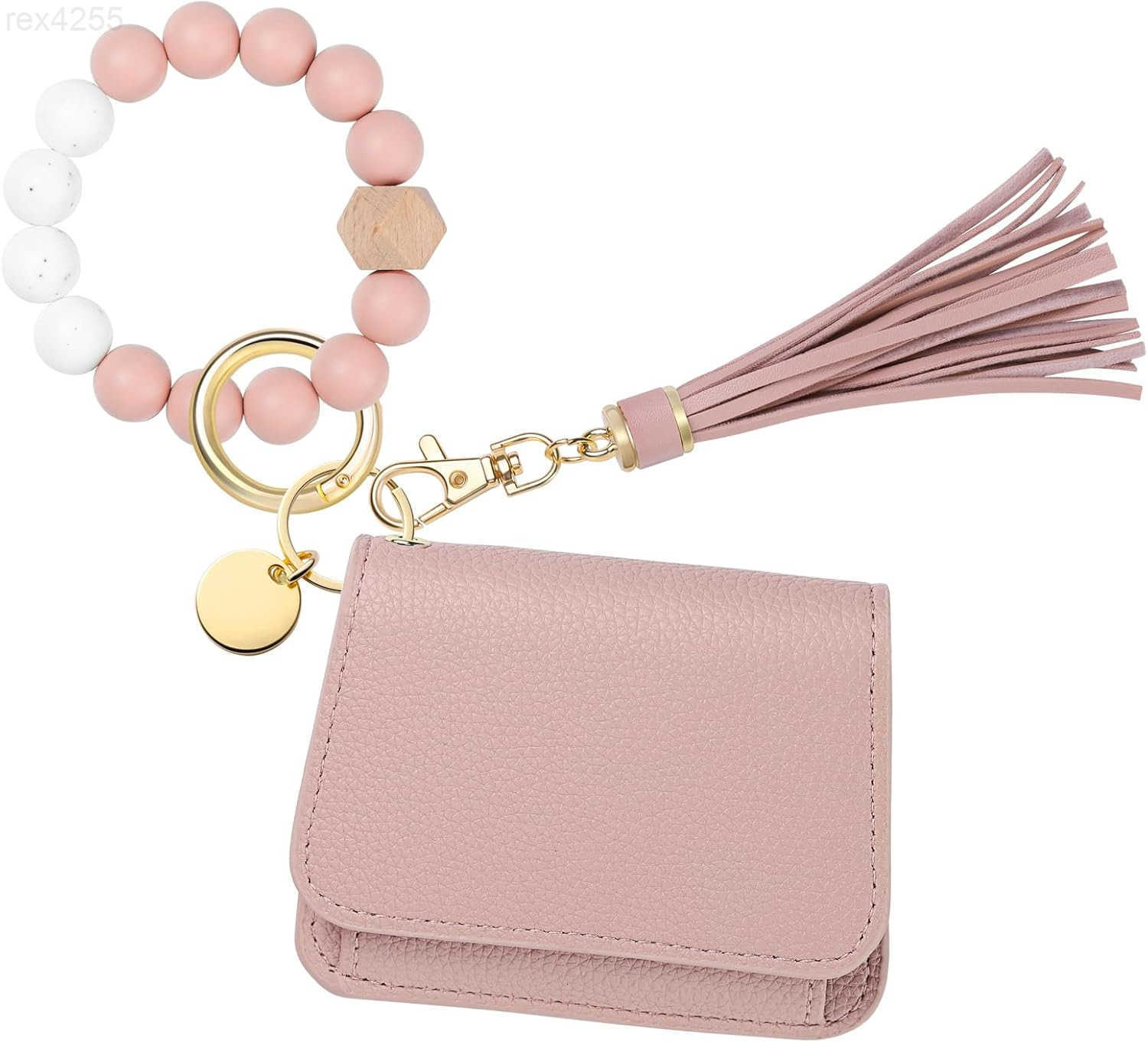 Wallets for Women Keychain Wallet RFID Wristlet Wallets Small Wallets with Silicone Beaded Bracelet KeychainW250911