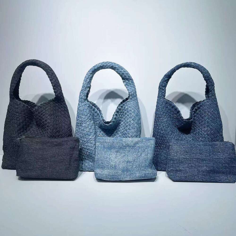 Snowflake Woven Large Designer Bags Capacity Shoulder Tie-Dye Denim Tote 2024 New Women's Bag