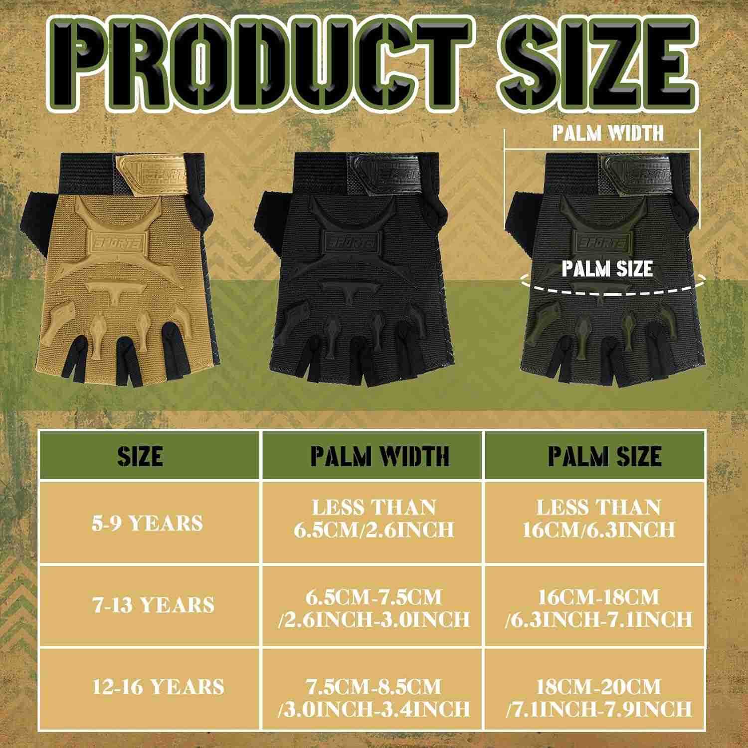 3 Pairs Half Finger Gloves Non Slip Gel Biking Adjustable Gymnastics Gloves for Girls BoysW250911