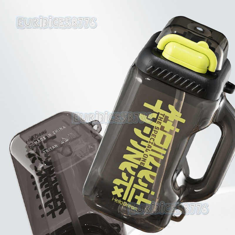 Sports Water Cup Large Capacity Heatresistant Tritan Cup Straw Summer Outdoor Ton Bucket Mens Fitness Kettle H250911