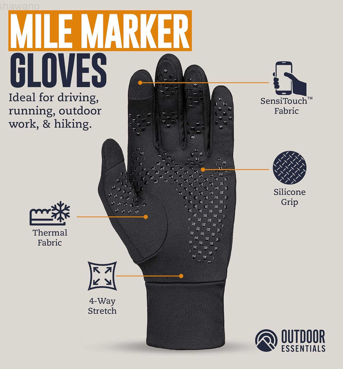 Running Gloves Touchscreen Mens Winter Gloves Glove Liners Hiking Gloves Cold Weather Warm GlovesW250911