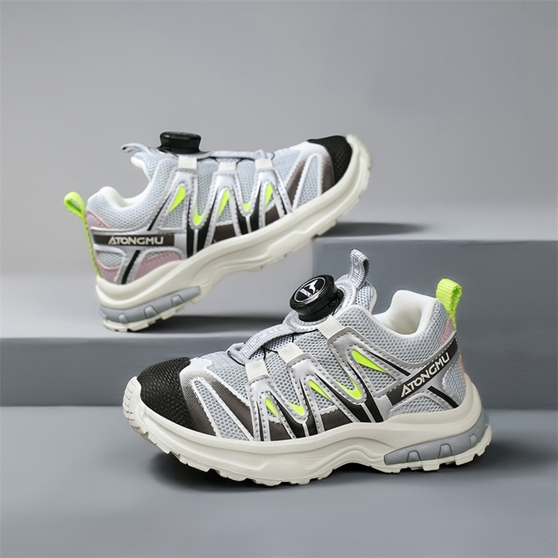 Fashion Rotary Buckle Kids Comfy Platform Childrens Sports Breathable Running Shoes Girls Boys Casual Sneakers C260130
