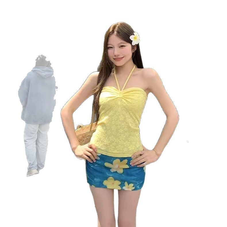 2025 New Women's Korean INS Style Two-Piece Bathing Suit Hip-Wrapped Sweet Sexy Bikini Hot Spring Swimsuit