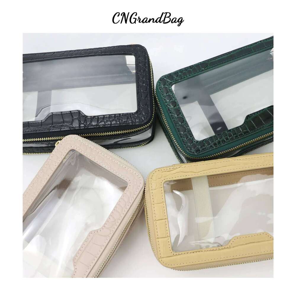 Customizable Name Leather Travel Cosmetic Fashion Waterproof TPU Toiletry New Makeup Storage Organizer Clear Wash Bag