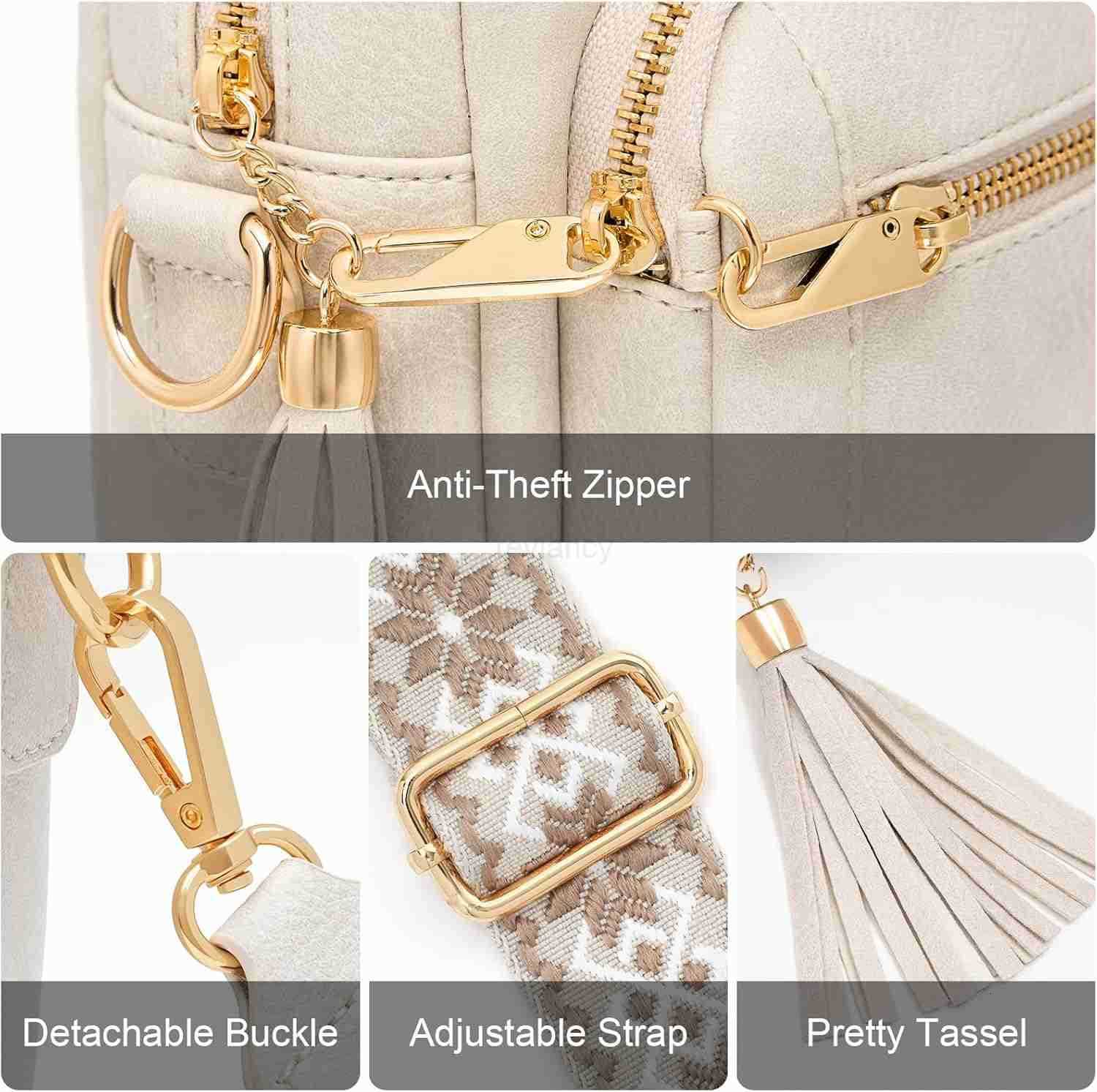 Crossbody Bags for Women Small Leather Anti Theft Purses and Handbags with Wide Strap and TasselW250911