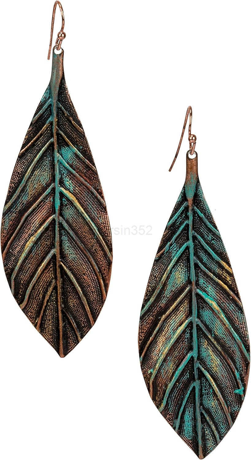 Handmade Boho Lightweight Statement Leaf Earrings with Detailed Texture for WomenW250911