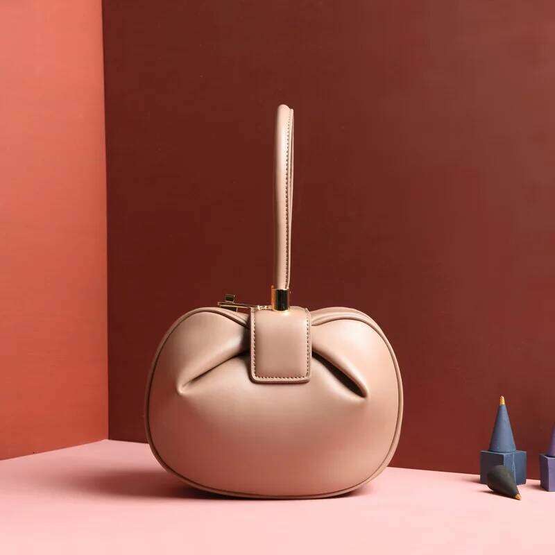 Hifashion Cowhide Genuine Leather Spherical Small Tote Bag For Women 2025 Designer Cluth Purse Top Handle Ladies Handbags