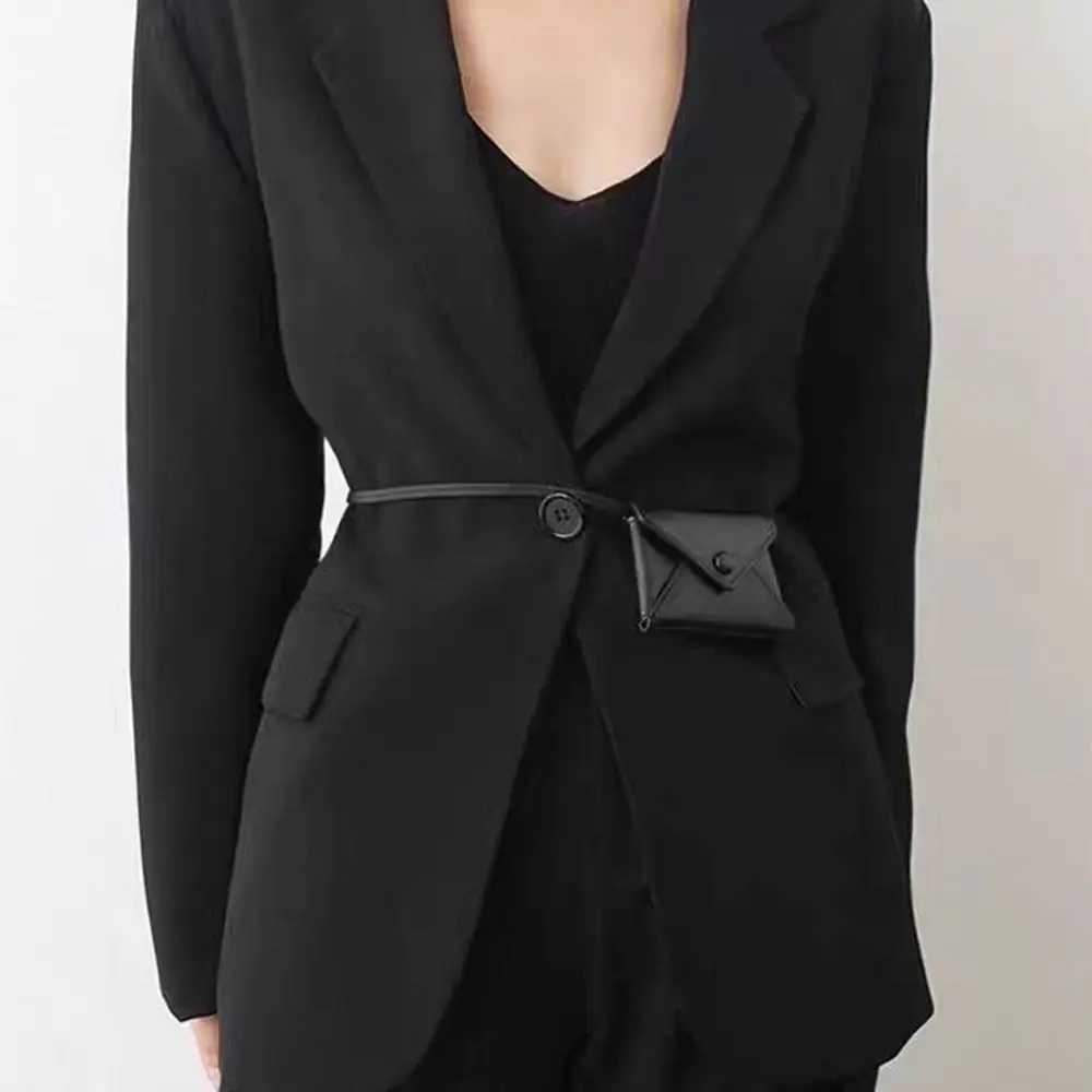 BlackRed Mini Bag Necklace Solid Color Waist Bag Durable PU Leather Shoulder Bag Multifunctional Crossbody Bag Coin Purse W250911