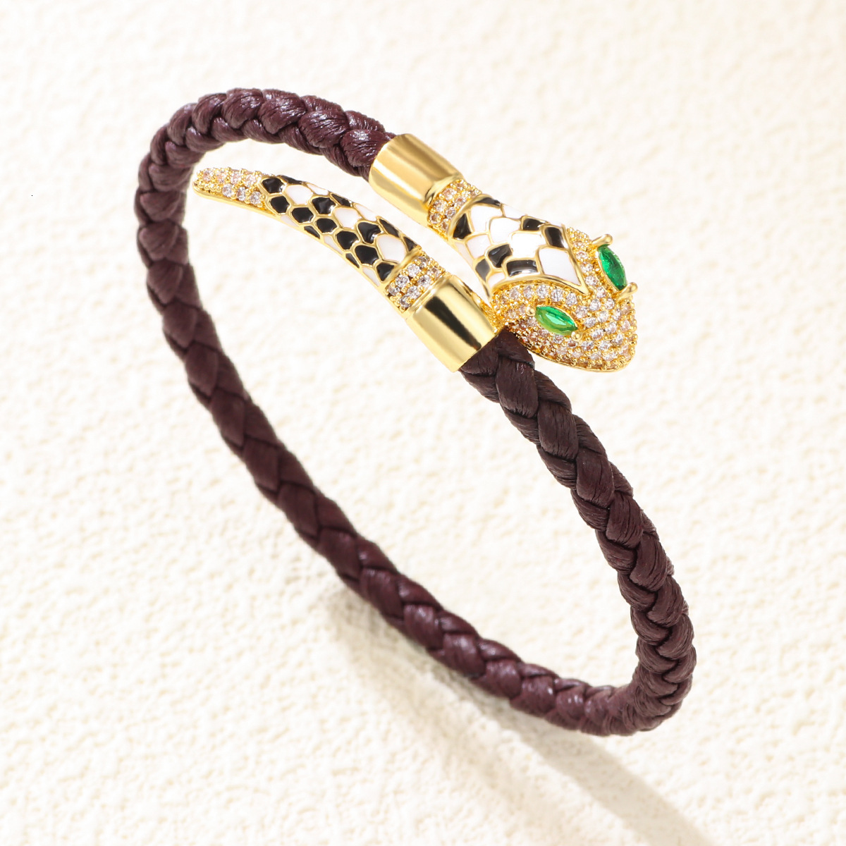 Luxury Brand Designer Jewelry European And American Hot-Selling New Product Bracelet Woven Open Bracelet Fashion Exquisite Snake-Shaped Retro Rhinesto