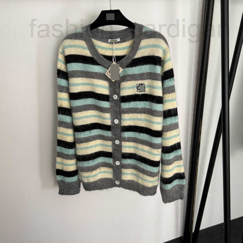 Women's Sweaters Designer 25 Autumn Winter Sweater New Soft Fluffy Colorful Striped Knit Cardigan for Women Elegant Coat Top Women GC99