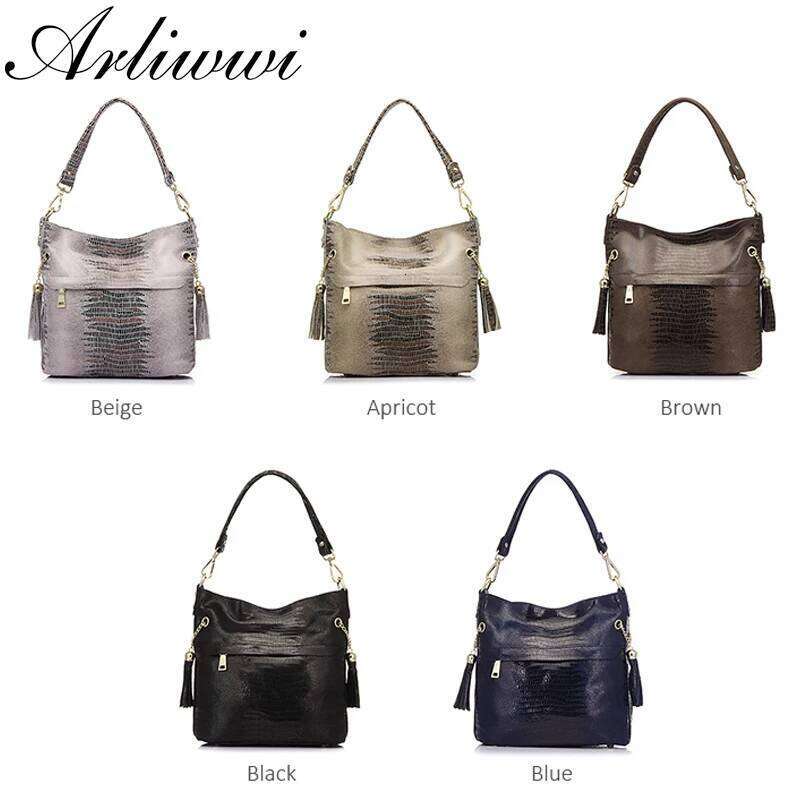 100% Genuine Women's Shoulder Handbags Shiny Emed Lady Suede Cowhide Real Leather Bags New Cross Body Bucket Bag