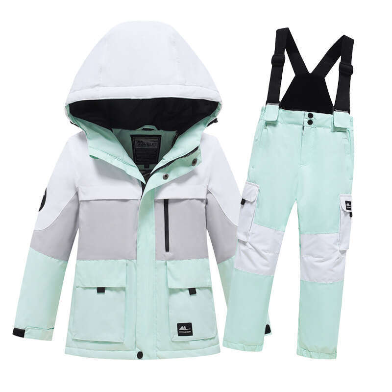 New Children's Boys Girls Cargo Ski Windproof Waterproof Single And Double Board Snow Suit