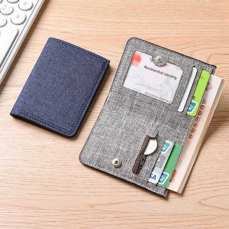Mens minimalist vertical canvas wallet with multiple card slots personalized student wallet ultrathin folding small wallet W250911