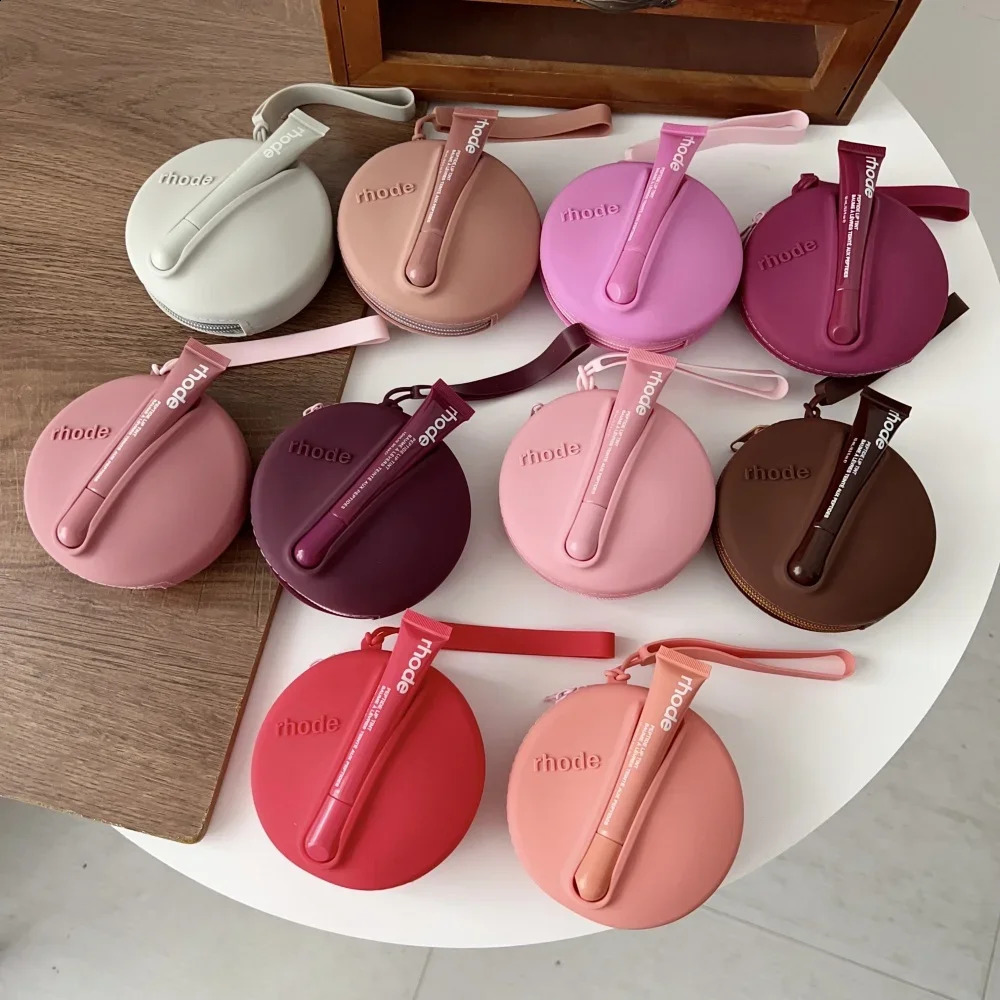 Lip Gloss Bag Cosmetic Mirror Organizer Coin Purse Lipstick Lip Glaze Organizer Storage Bag Toast Ribbon Espresso Lip Balm 250910