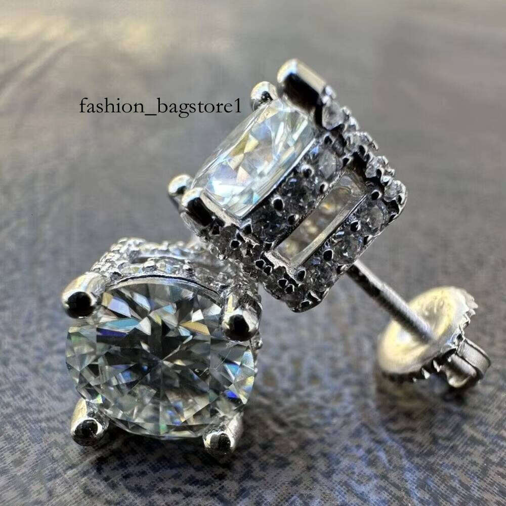 Wholesale Vvs Moissanite Round Cut Dia Earring Factory Price Solid Gold Screw Back Hoop Stud Earrings Men Women