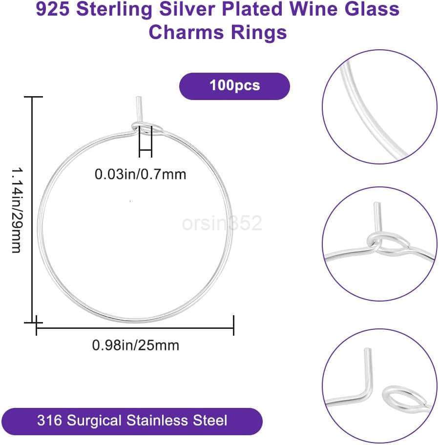 1 Box 100Pcs Hoop Earring Findings 18K Gold Plated 316 Stainless Steel 20mm Wine Glass Charms Rings with 07mm Pin DIY Earring Beading for Hoop Earring