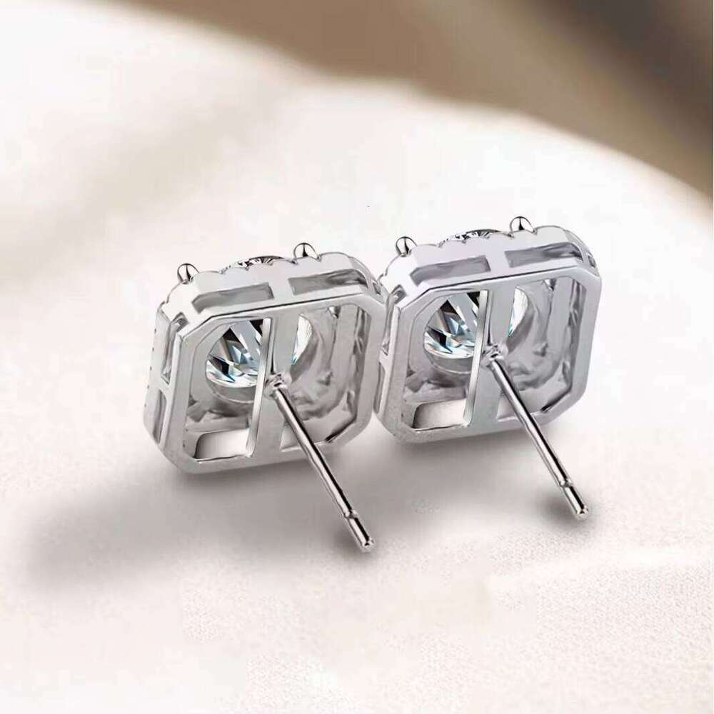 1CT 2CT Ear Studs Earring Pass Dia Test Moissanite Stud Earrings for Women Sterling Sier Jewelry
