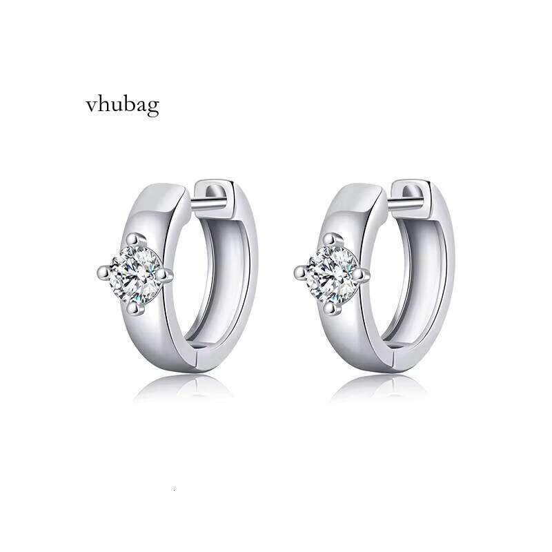Tempusort Minimalist Hoop 0.4Ct Fine Jewelry Sier Moissanite Earrings Hoops