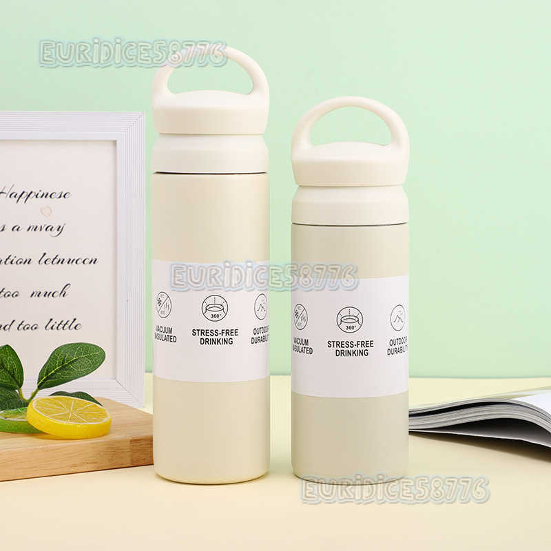 Minimalist Element Cup Handle 304 Stainless Steel Insulated Cup Frosted Doublelayer Men and Women Water Cup H250911