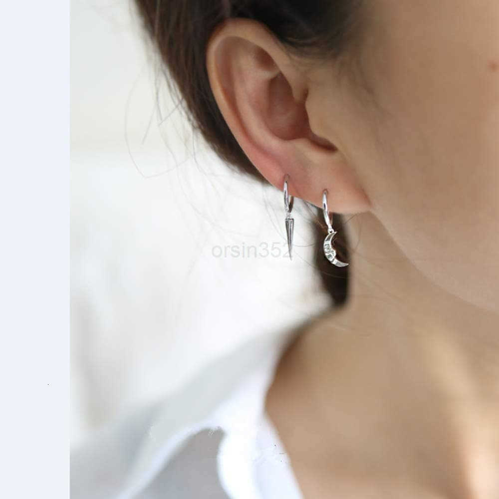 Spike Dangle Drop Hoop Earrings for Women Girls 925 Sterling Silver Charms Hoops Cuff Cartilage Stud Tragus Helix Wrap Geometric Hypoallergenic Fashio