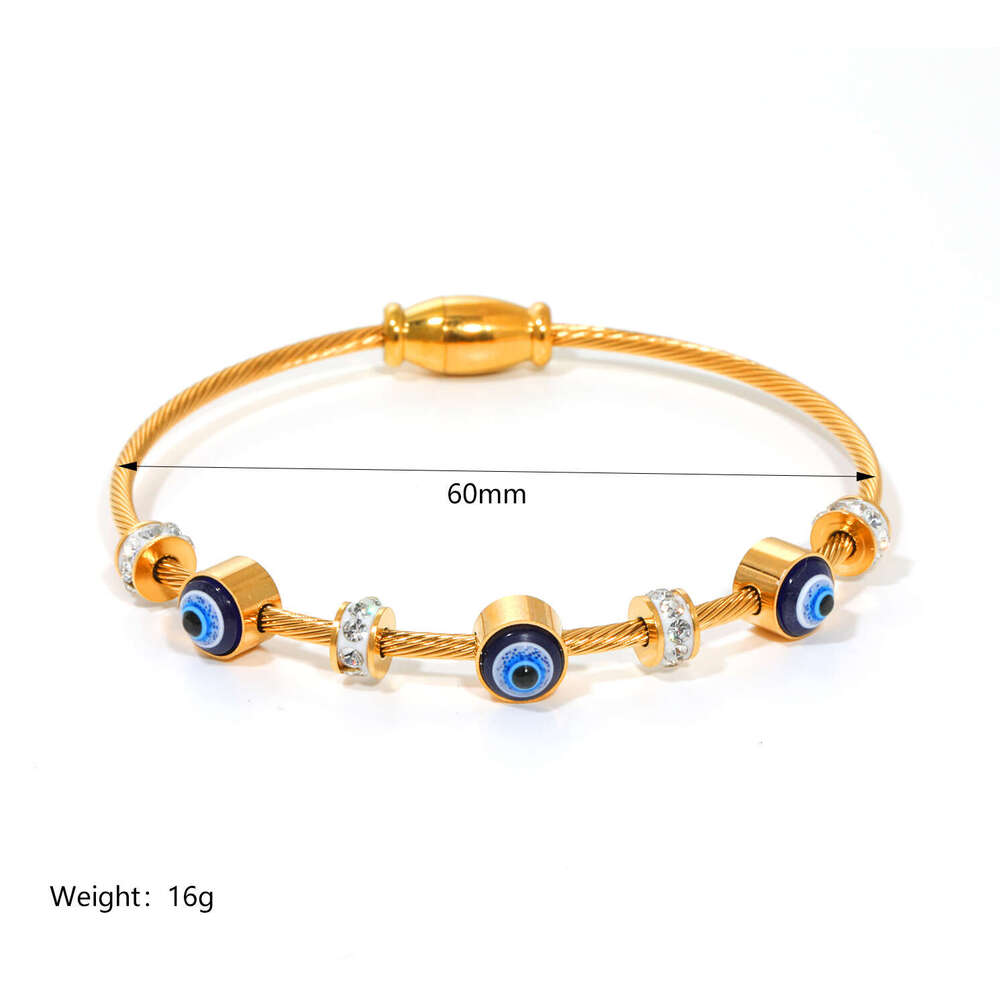new gold tone bracelet designer bracelet for women Luxury Jewelry Titanium steel bead string eye zircon closed spring buckle bracelet single row tenni