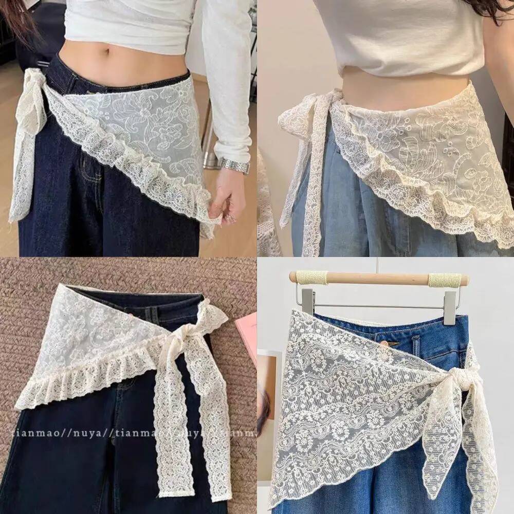 Mini Women Elegant Sweet Lolita Short High Waist Y2k Streetwear Ruffle Skirts Lace Trim Butt Curtain Skirt dongdumaoyi