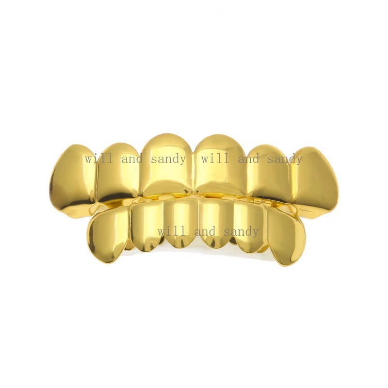 18K Gold Filled Teeth Grillz Glaze Cubic Zirconia Diamond Top Bottom Grillz Teeth Hip Hop Grills Miami Bling Fine Jewelry for Men Body Jewellry