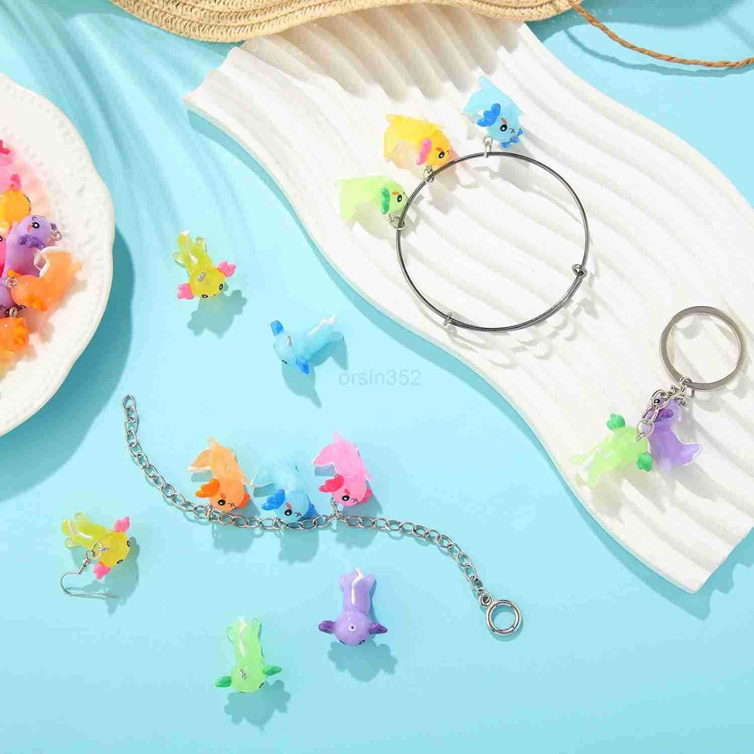 Animal Charms Axolotl Resin Charms for Jewelry Making Tiny Resin Animals Figures Miniature Axolotl Ornament Sea Pendant for DIY Earrings Necklace W250