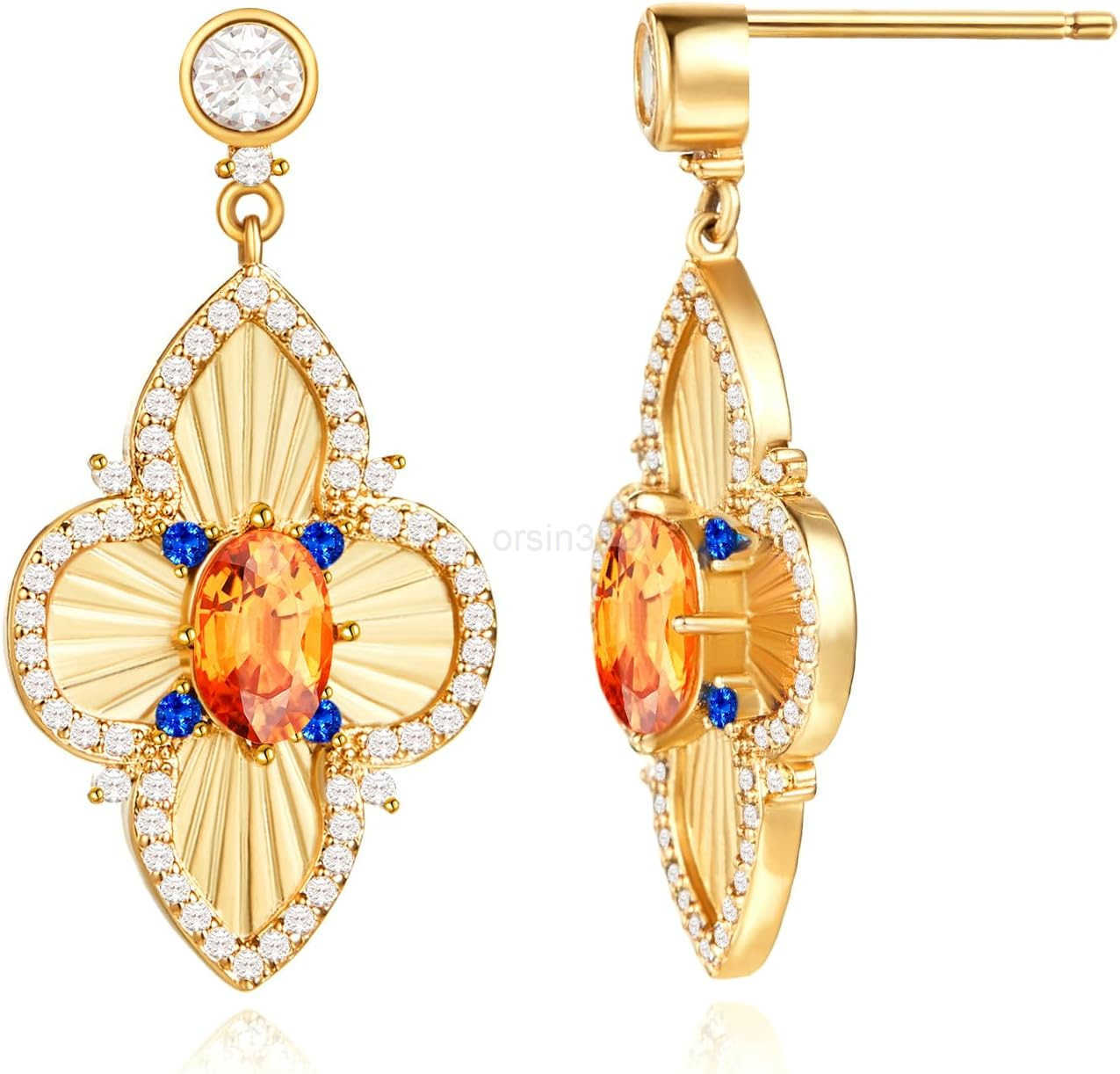 Earrings for Women Lucky 18k Gold Plated Cubic Zirconia TrenDY Drop Earrings Jewelry GiftW250911