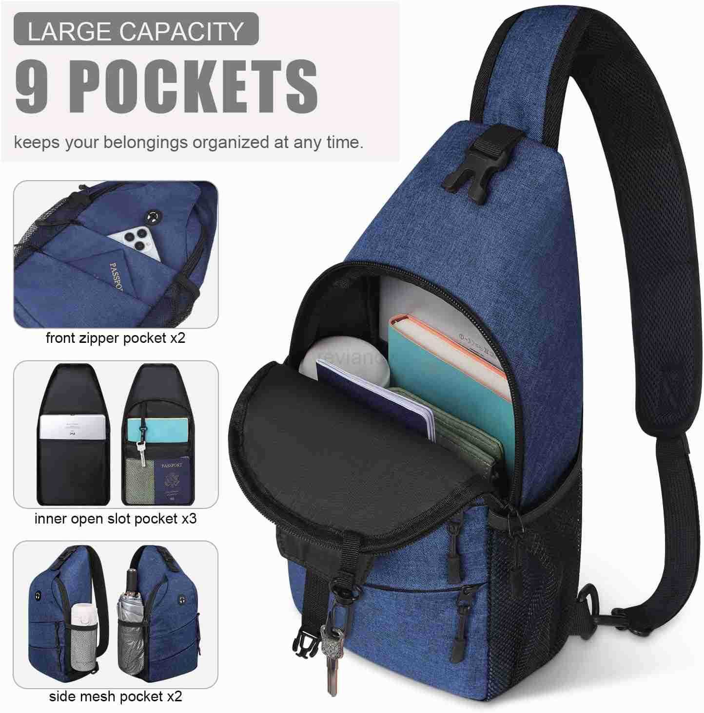 Crossbody Bags for Women Men Trendy Sling Bag Bakpack Casual Chest Bag with Convertible Shoulder StrapW250911