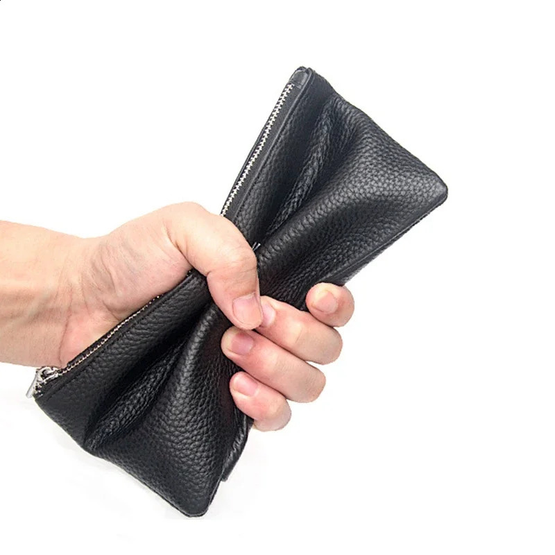 Men Long Wallets Genuine Leather Mens Slim Soft Zipper Purse Card Holder Phone Pocket Multifunctional Large Capacity Clutch250906