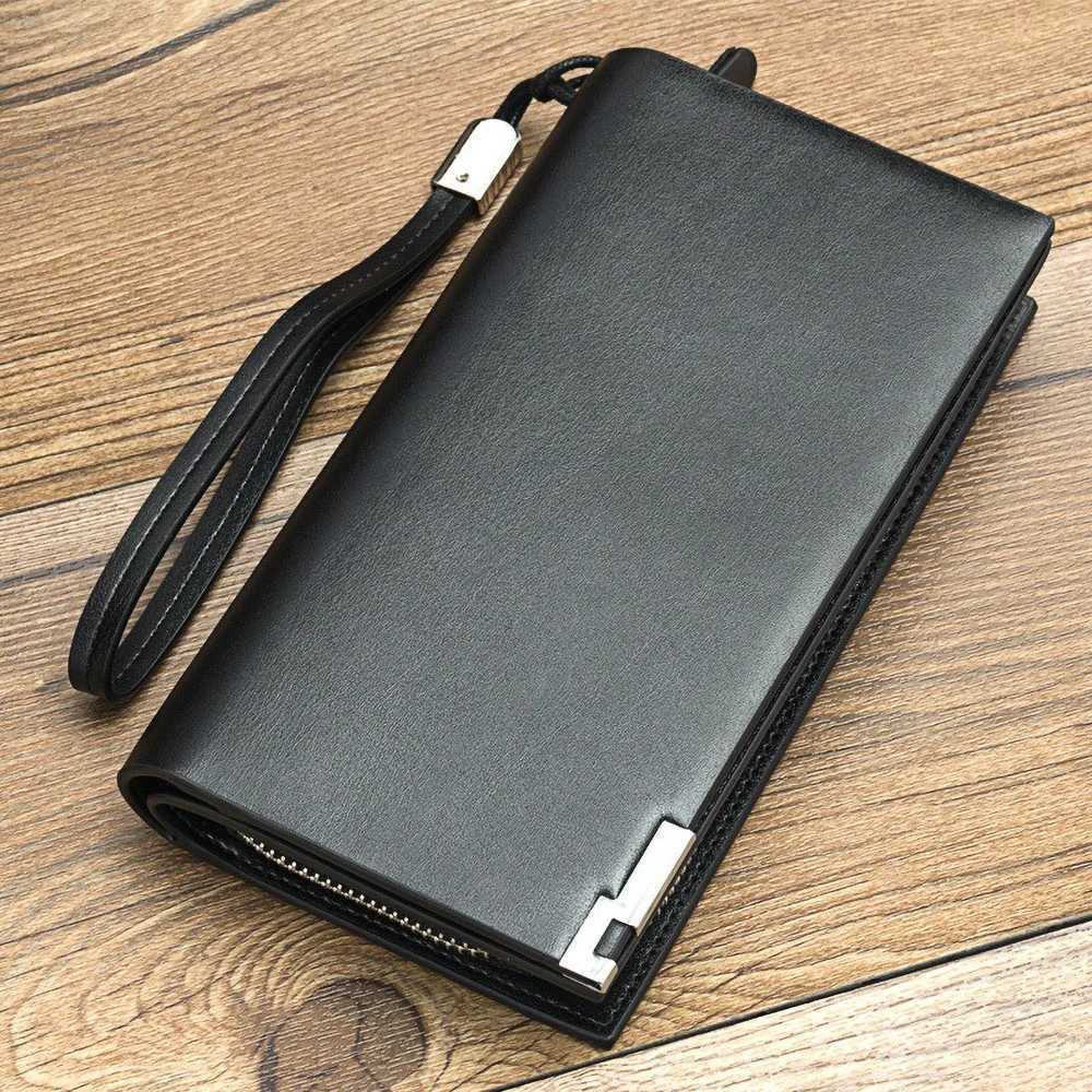 Executive PU Leather Long Wallet Large Capacity Zipper Closure with Passport Slot RFID Protection W250911