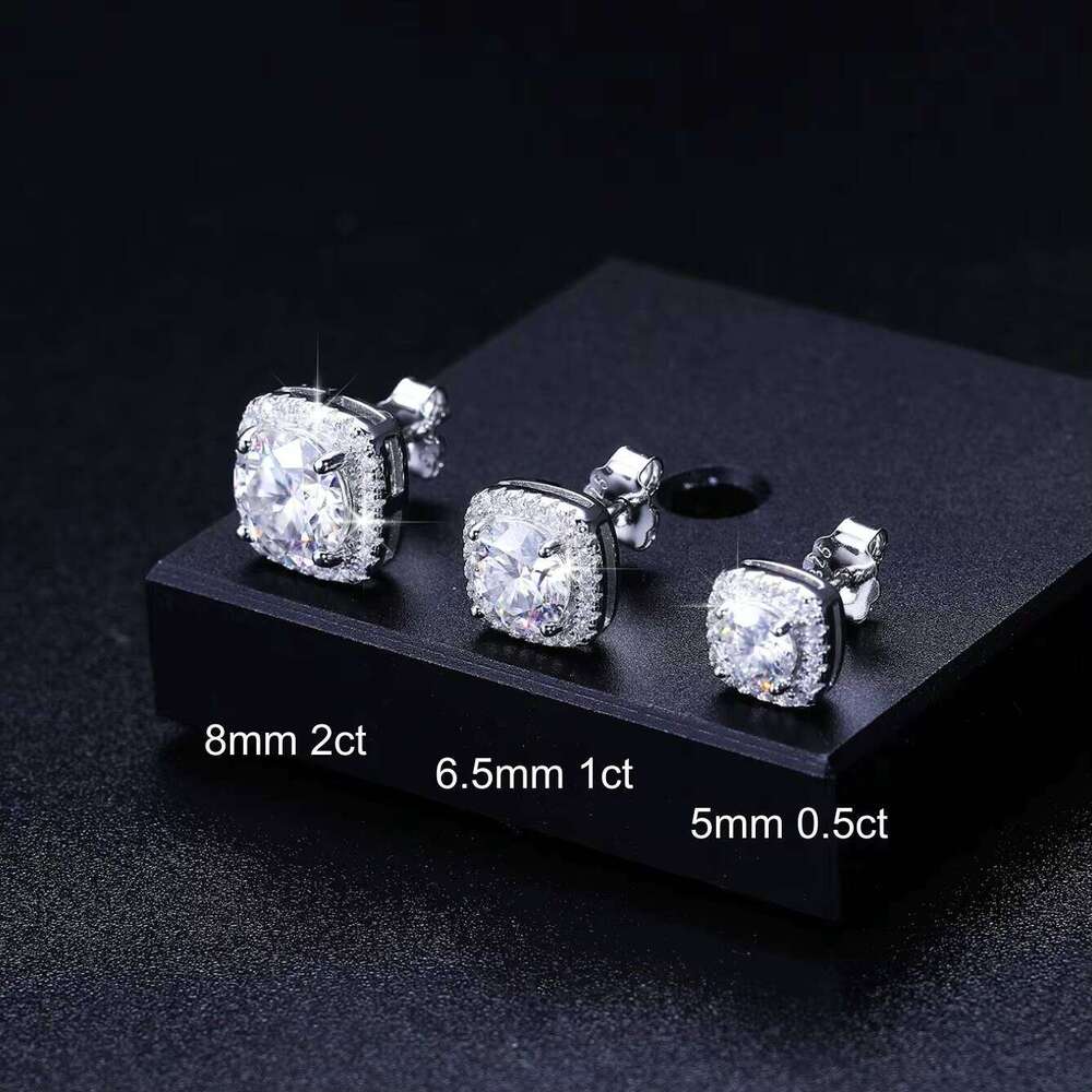 Ready to Ship Sterling Sier Hip Hop VVS Moissanite Stud Earrings Gold Plated Hot Selling Fine Jewelry With Dia Tester