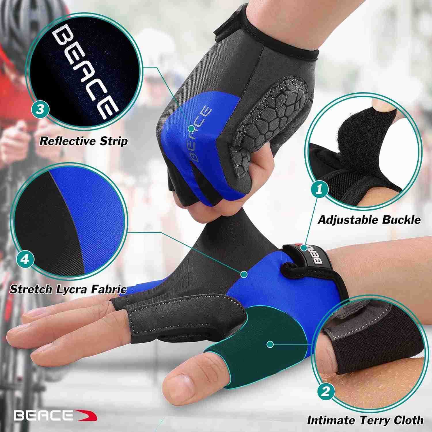 Gloves for Cycling Bike Biking Half Finger Road Bicycle for Men and Women5MM Breathable AntiSlip ShockAbsorbing Pad Gym Motorcycle Light Weight Mounta