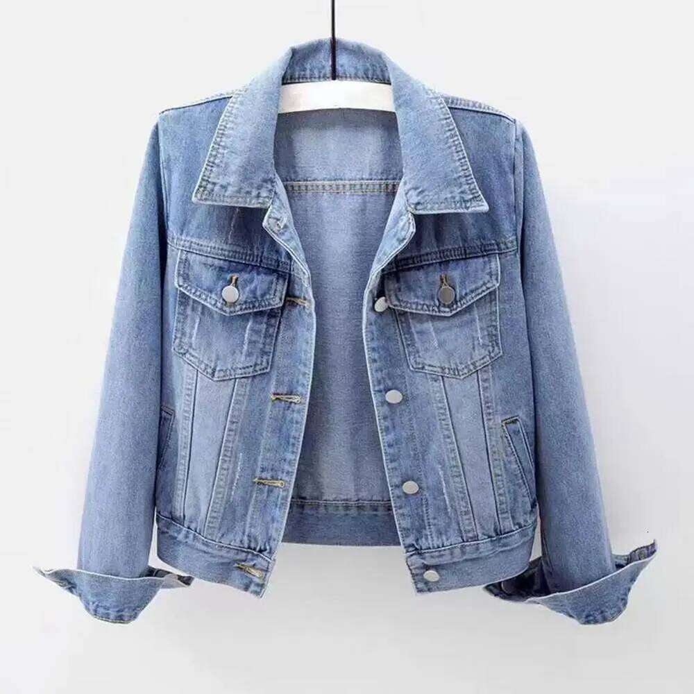 Women Single-Breasted Chest Flap Pocket Jacket Long Sleeve Slim Short Coat Retro Ladies Denim Jackets Outerwear