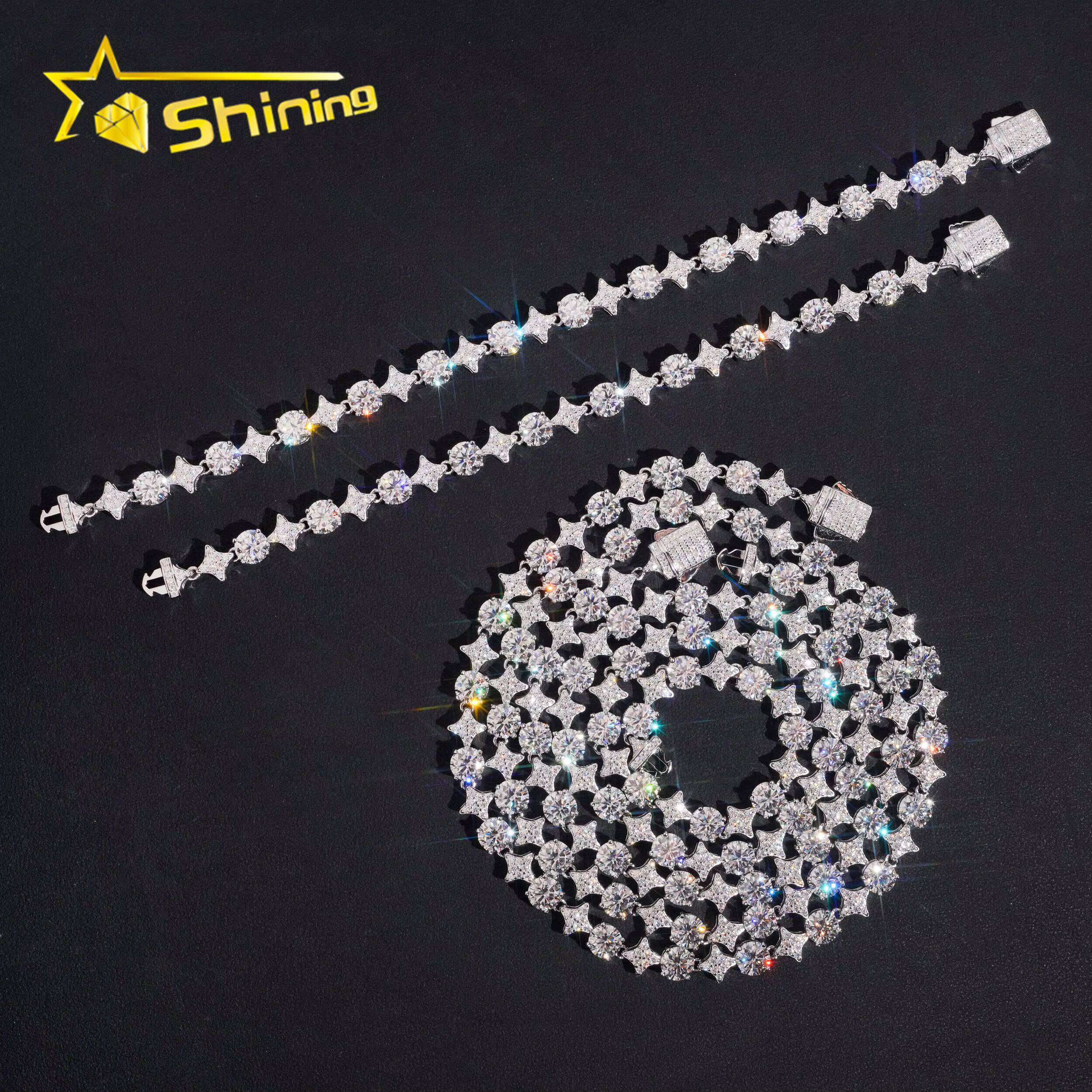 Star Design Moissanite Necklace Luxury Fine Jewelry Gold Plated 925 Sterling Silver Pass Diamond Test Moissanite Chains