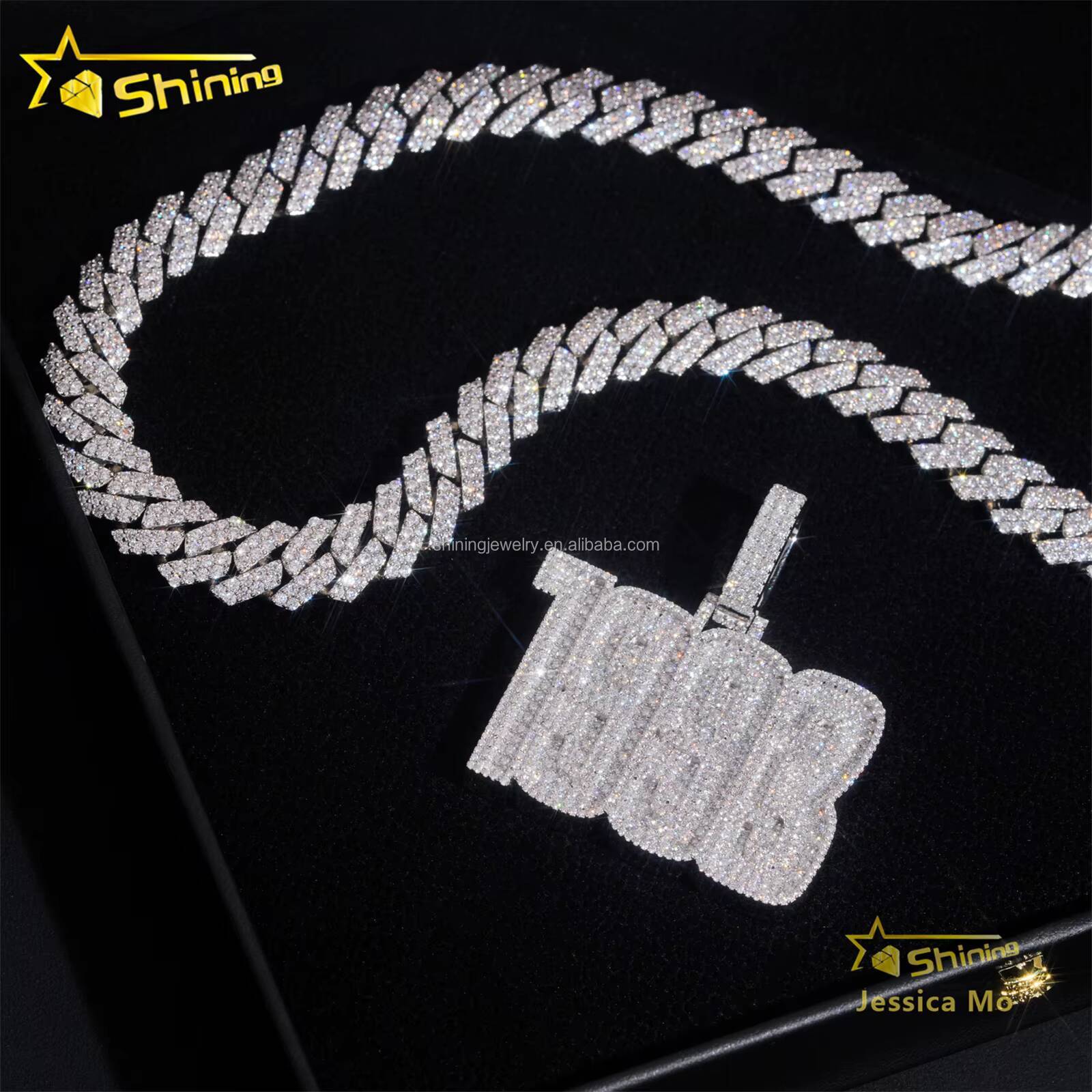 Fashion Man Rapper Luxury Jewelry Iced Out Pass Diamond Tester VVS1 Moissanite Diamond S925 Silver Number Pendant Necklace