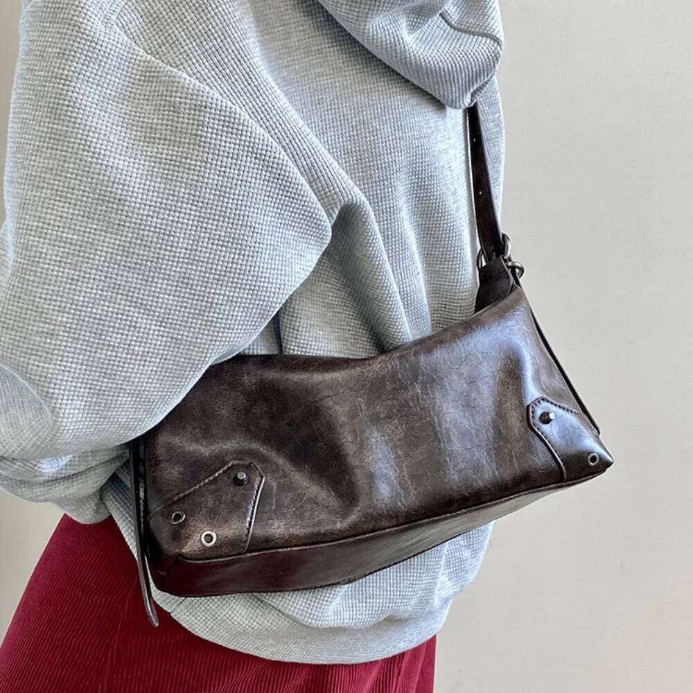 Pu Leather Retro Women's Underarm Cool Y2k Girls Vintage Small Shoulder Bags Simple Female Crossbody Bag Handbags Purse
