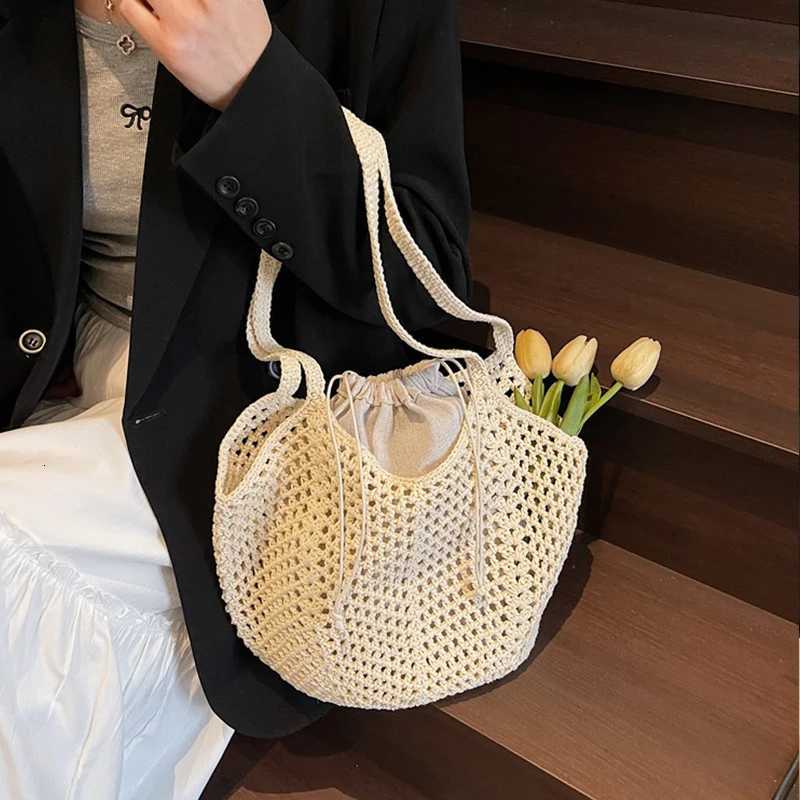 Chic Simple Lady Large Capacity Shoulder Bags Shopping Beach Bag for Women Casual Straw Woven Tote Bag Female Handbag Purses W250911