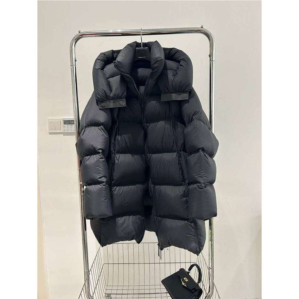 Lagabogy 2025 Women White Duck Down Jacket Mid-Long Cocoon Thickened Hooded Loose Korean Version Bread Puffer Coat Warm Outwear