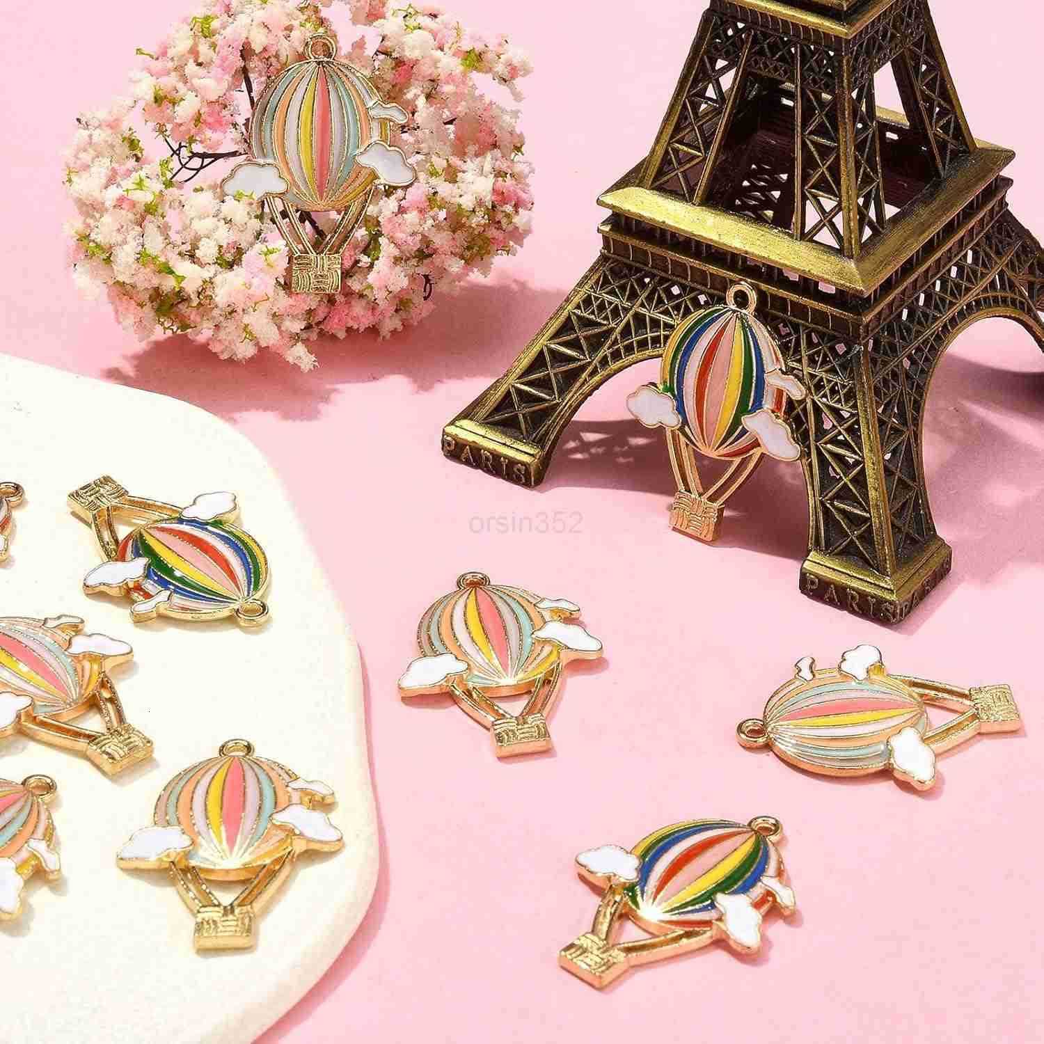 20Pcs Enamel Balloon Charms Hot Air Balloon Charms Party Jewelry Accessories for Earrings s Necklace Jewelry MakingW250911