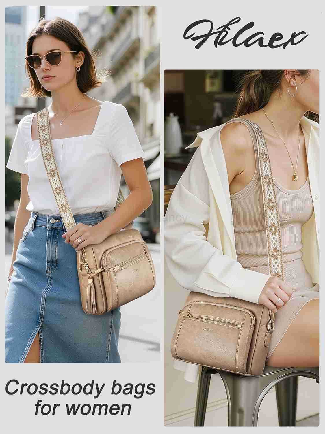 Crossbody Bags for Women Small Leather Anti Theft Purses and Handbags with Wide Strap and TasselW250911
