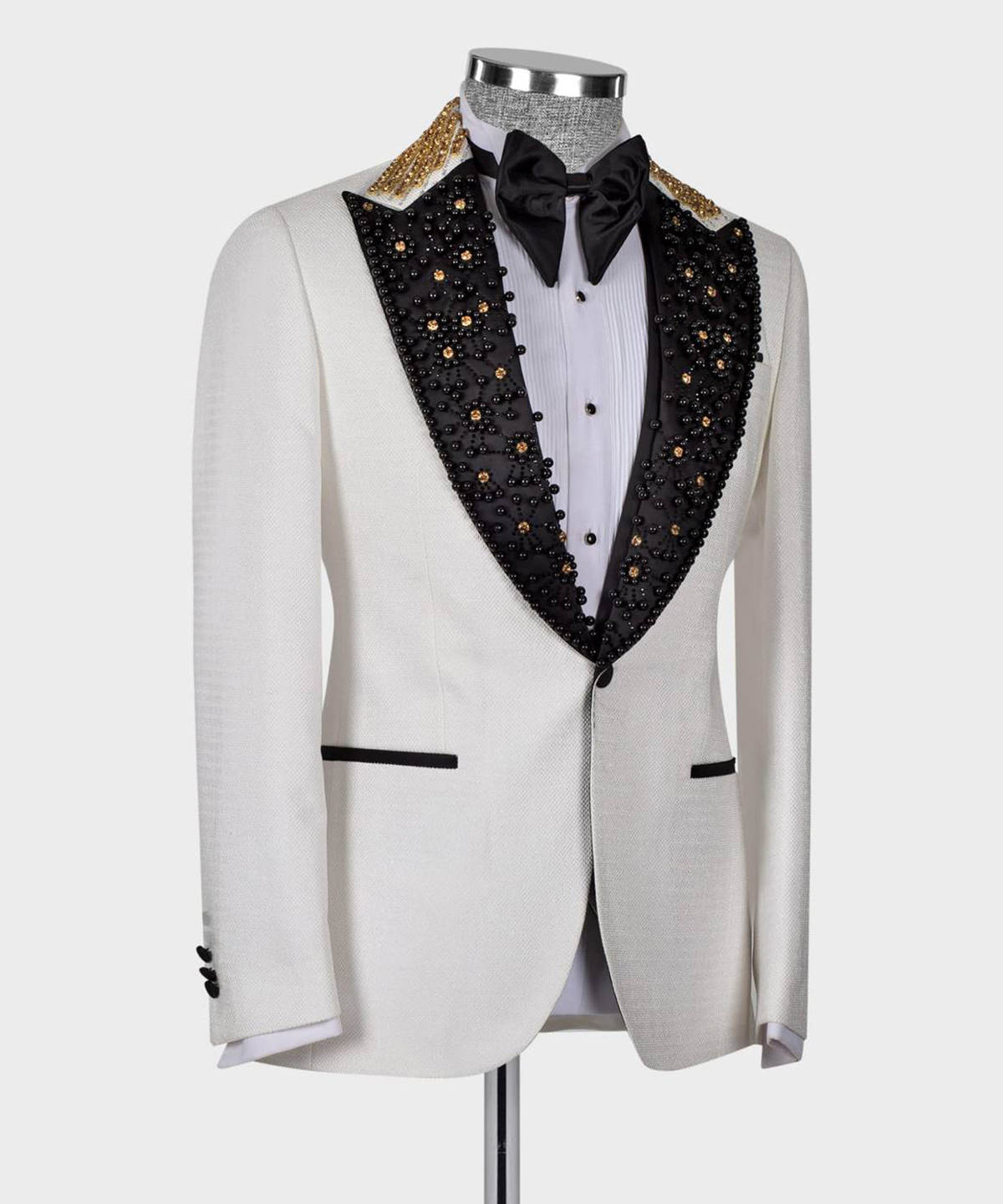 Luxury Beadeds 3 Pieces Men's Suit For Wedding Sequins Jacket Peaked Lapel Single Breasted Prom Male Party Wear Customized