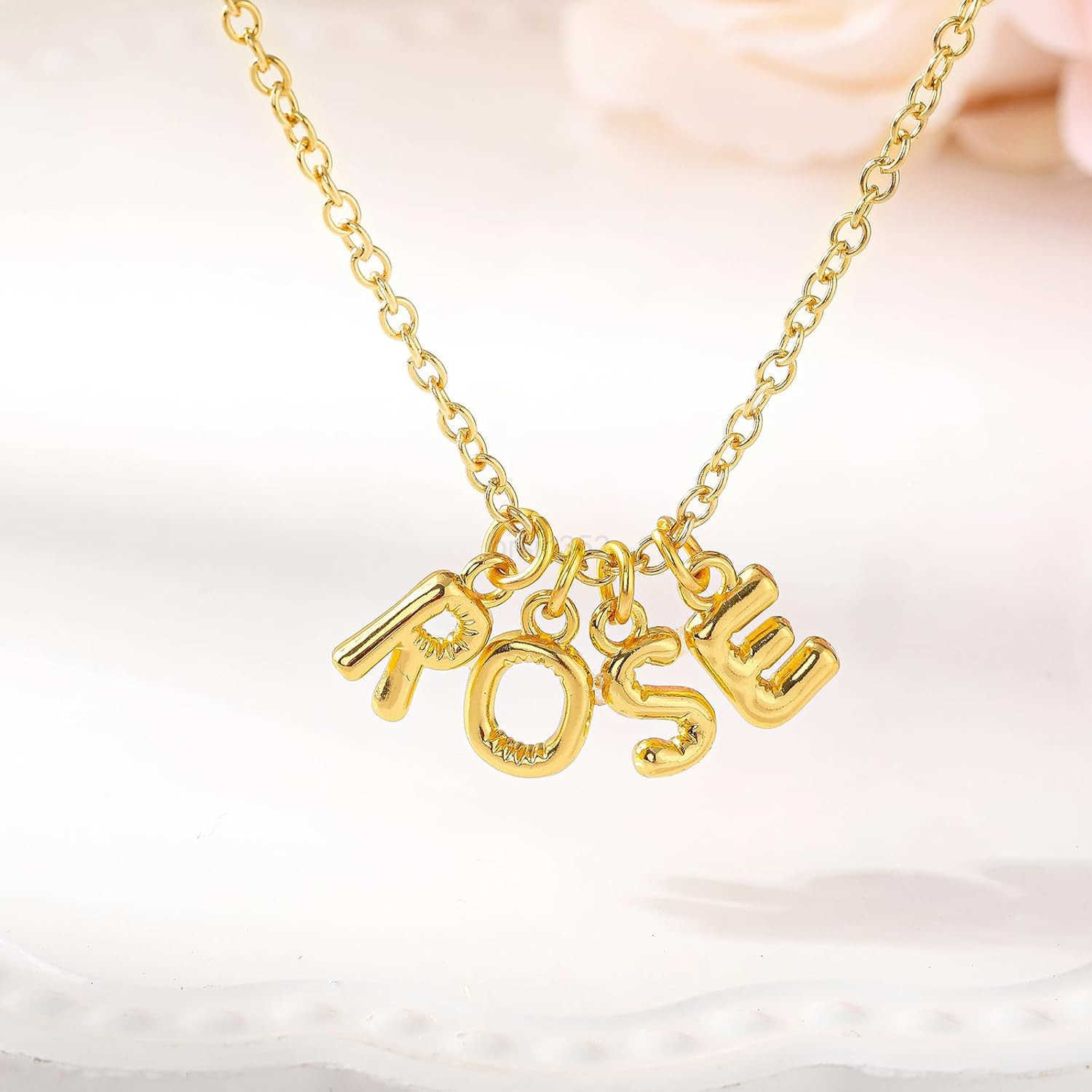 18 K Gold Bubbled A Z Alphabet Pendant Letters for Jewelry Making 3D Bubble Slide Glitter Trendy Letters Chunky Initial Alphabet Women DIY NecklaceW25