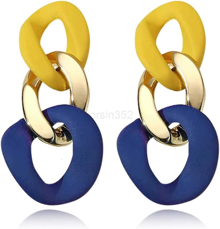 Charm Elegant Hollow Color Chain Acrylic Geometric Temperament Dangle Drop Earrings Bohemian Minimalist Hypoallergenic Jewelry GiftW250911