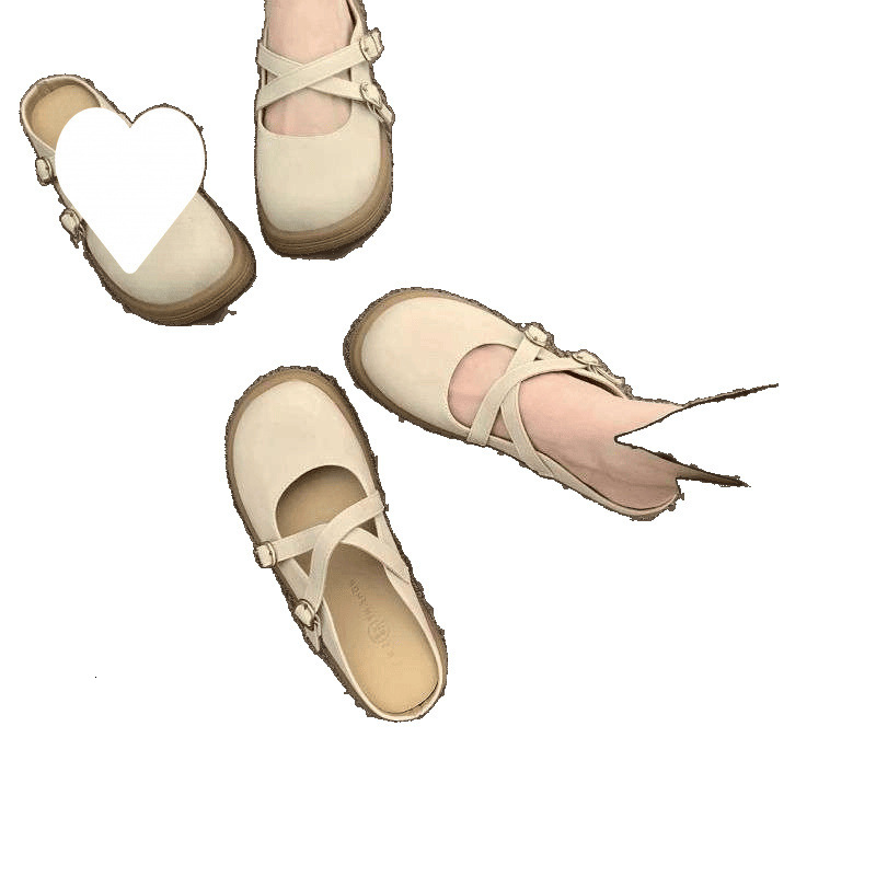 Ladies' Autumn New Designer Women's Shoes Outdoor Comfortable Flat Shoes Academy Style Versatile Style Round Head Mule Shoes