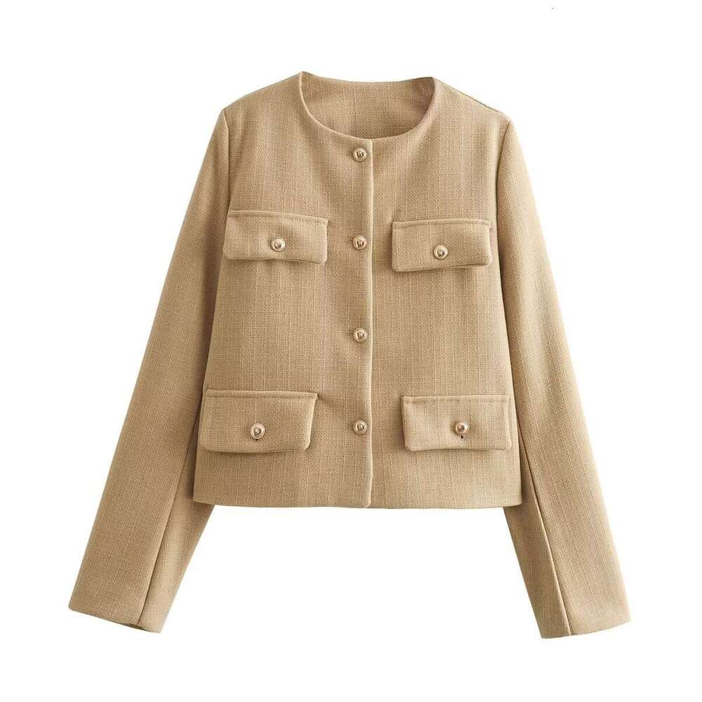 DHEssentials 2025 Small Chanel Style Fashion Button Decor Short Blazer for Women