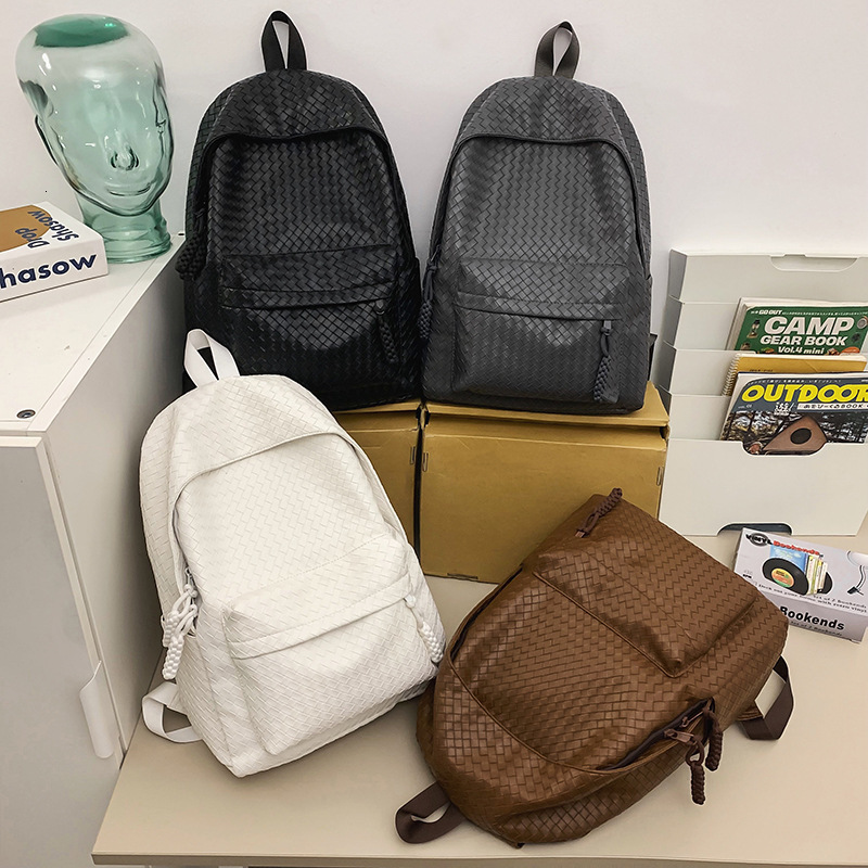 Luxury Bag TB BHULAMTE Designer Bag Men's New Versatile Backpack For Students Casual Laptop Backpack Woven PU Leather Trendy And High-end Travel 