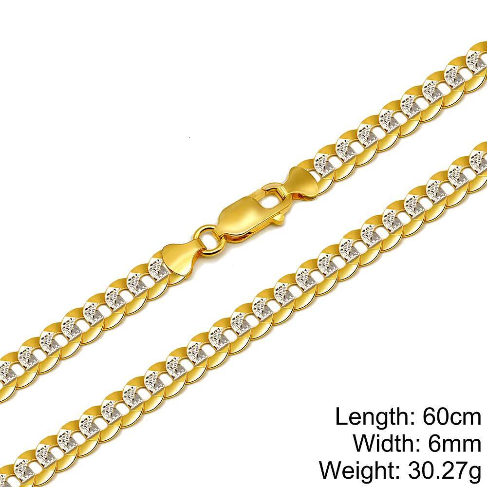 Customized Fine Solid 18k Gold Au750 Cuban Chain Necklace Hiphop TwoColor Clavicle Link Chains Jewelry Necklaces