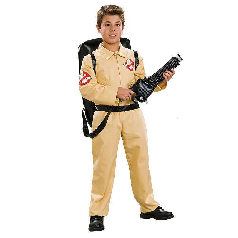Kid's Deluxe Ghostbusters Costume Unisex Boy Halloween Costume For Child Jumpsuit And Ba g Se t
